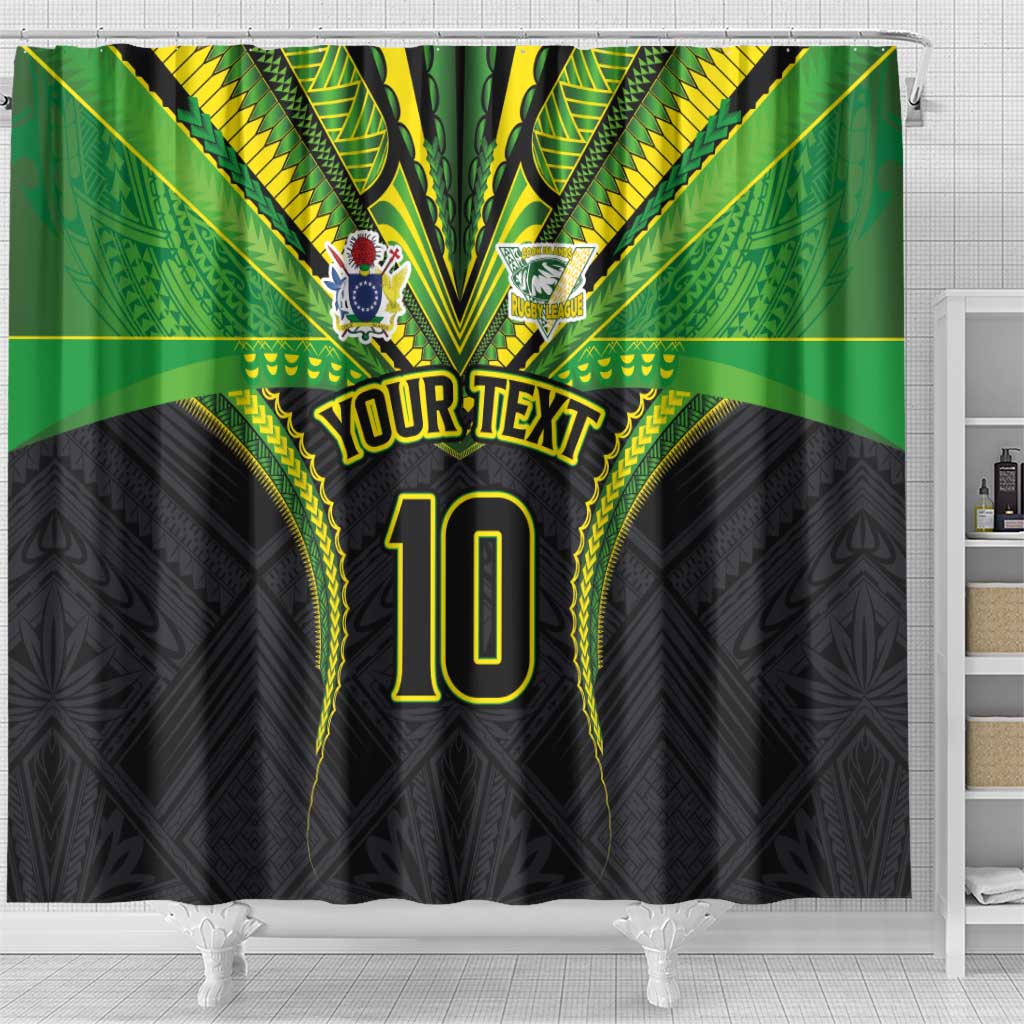 Custom Cook Islands Rugby Shower Curtain Tatau Art Sport Style Black Color LT03 - Polynesian Pride