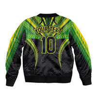 Custom Cook Islands Rugby Sleeve Zip Bomber Jacket Tatau Art Sport Style Black Color LT03 - Polynesian Pride