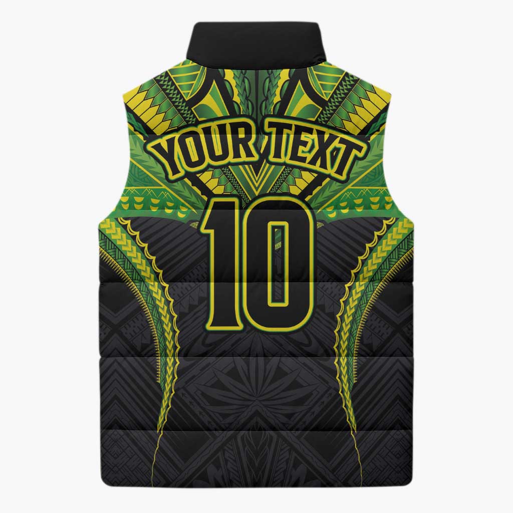 Custom Cook Islands Rugby Sleeveless Puffer Jacket Tatau Art Sport Style Black Color LT03 - Polynesian Pride