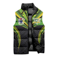 Custom Cook Islands Rugby Sleeveless Puffer Jacket Tatau Art Sport Style Black Color LT03 - Polynesian Pride