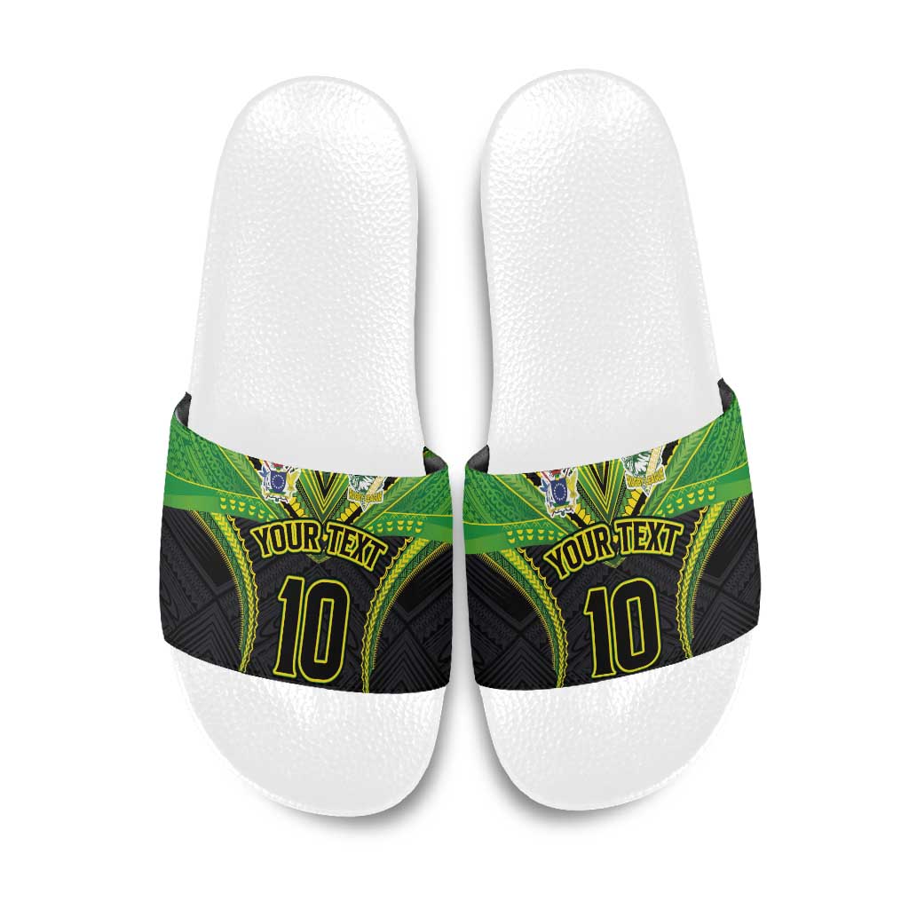 Custom Cook Islands Rugby Slide Sandals Tatau Art Sport Style Black Color LT03 Black - Polynesian Pride