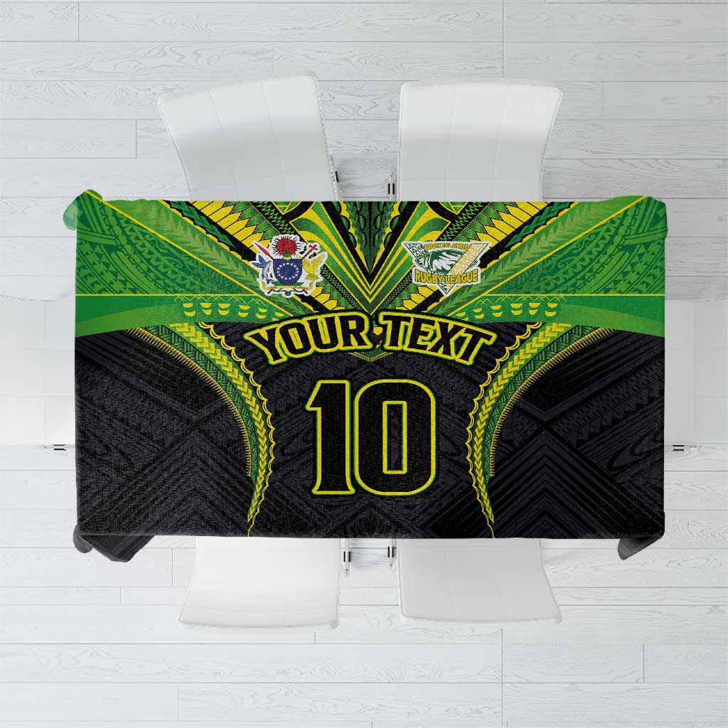 Custom Cook Islands Rugby Tablecloth Tatau Art Sport Style Black Color LT03 Black - Polynesian Pride