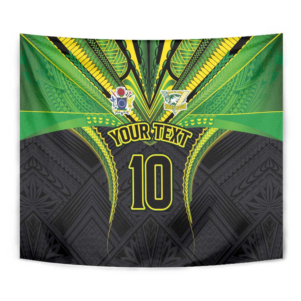 Custom Cook Islands Rugby Tapestry Tatau Art Sport Style Black Color LT03 - Polynesian Pride