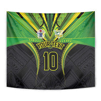 Custom Cook Islands Rugby Tapestry Tatau Art Sport Style Black Color LT03 - Polynesian Pride