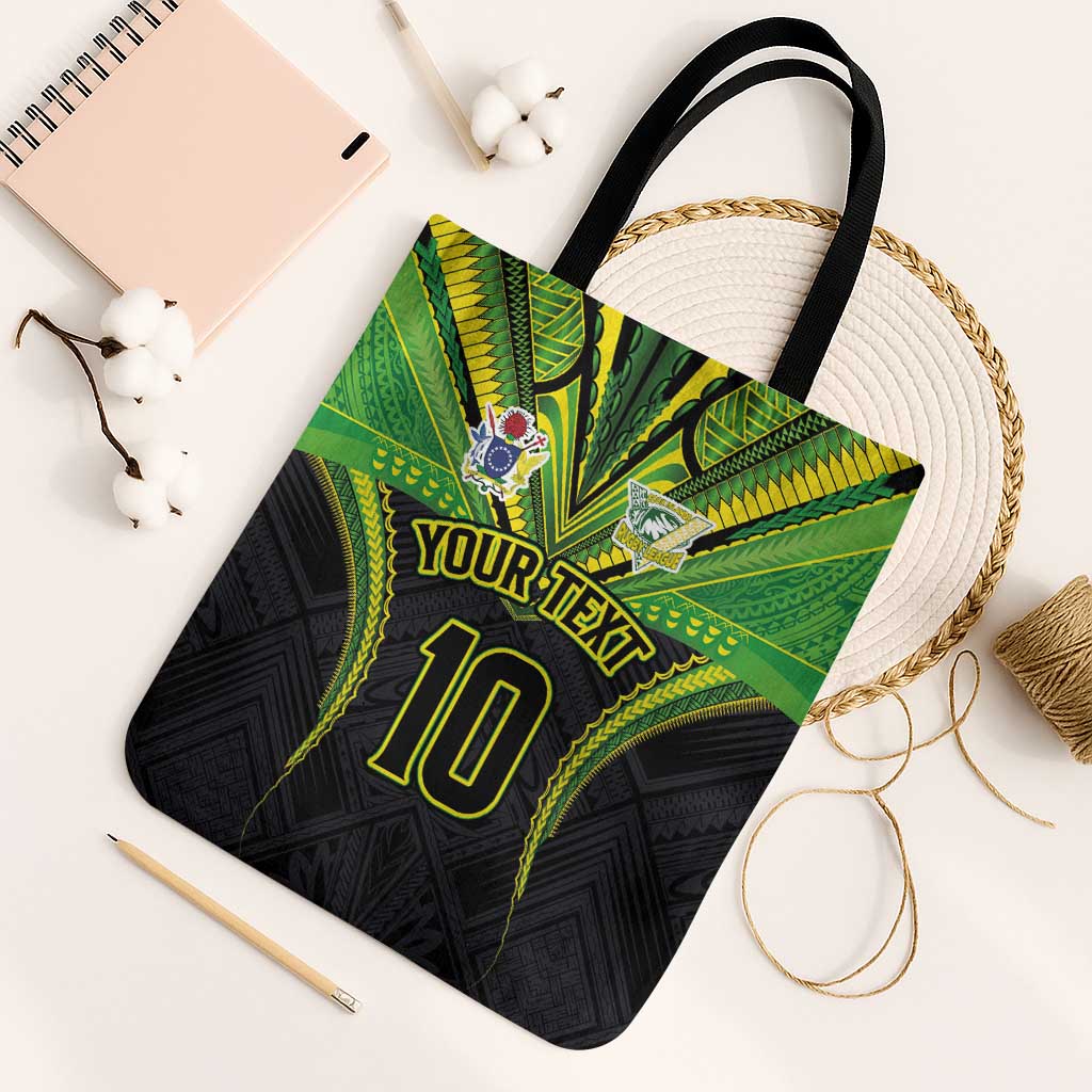 Custom Cook Islands Rugby Tote Bag Tatau Art Sport Style Black Color LT03 Black Strap One Size Black - Polynesian Pride