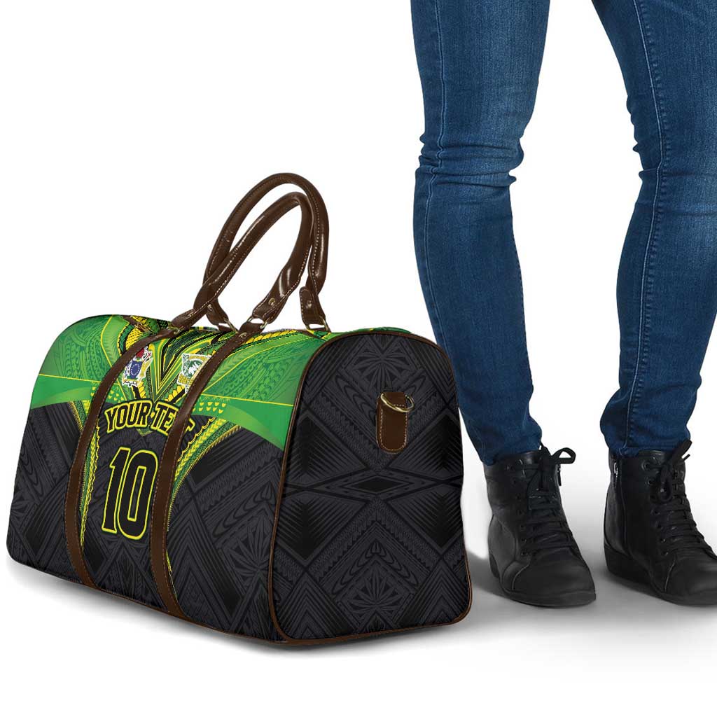 Custom Cook Islands Rugby Travel Bag Tatau Art Sport Style Black Color