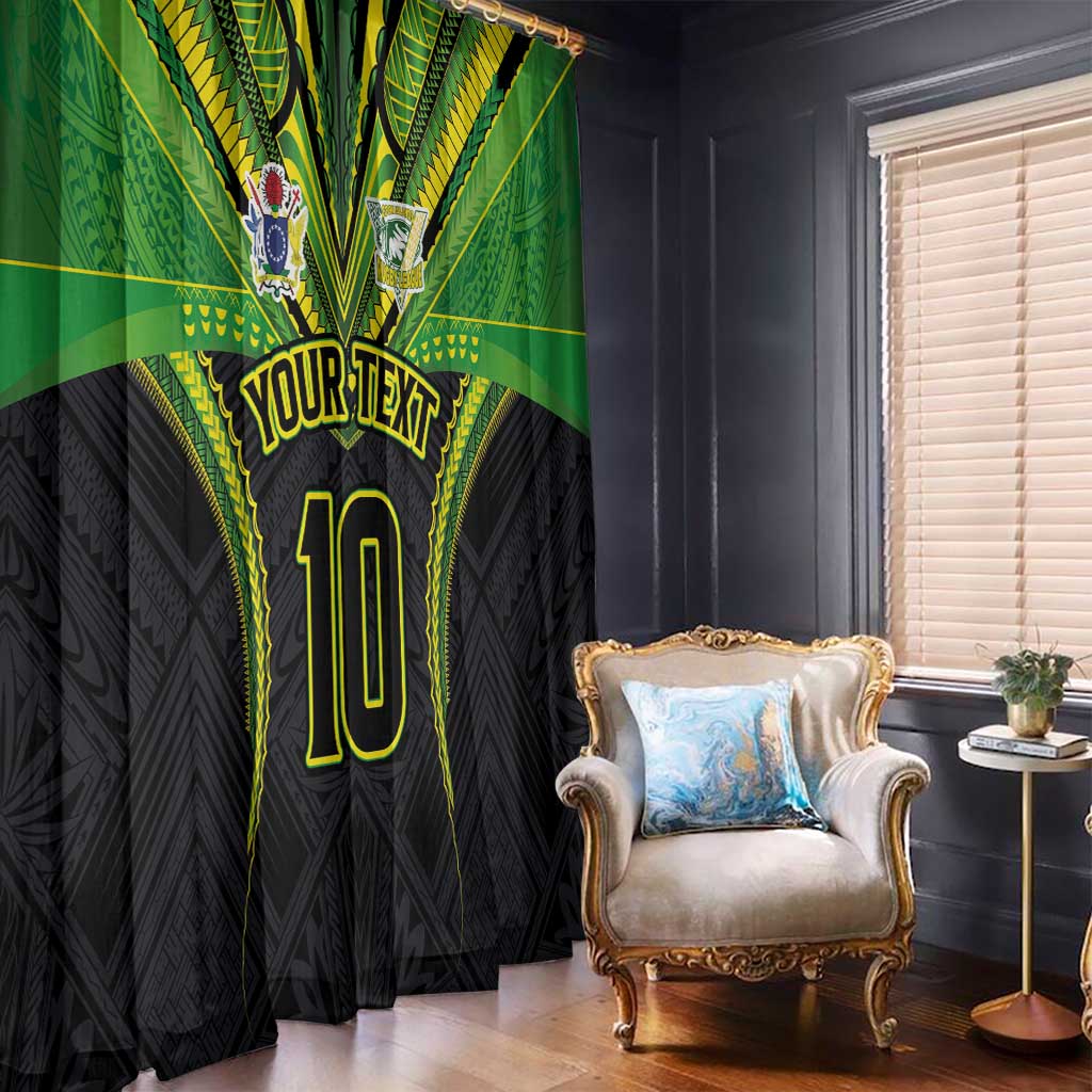 Custom Cook Islands Rugby Window Curtain Tatau Art Sport Style Black Color LT03 - Polynesian Pride