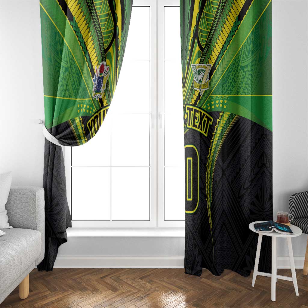 Custom Cook Islands Rugby Window Curtain Tatau Art Sport Style Black Color LT03 - Polynesian Pride