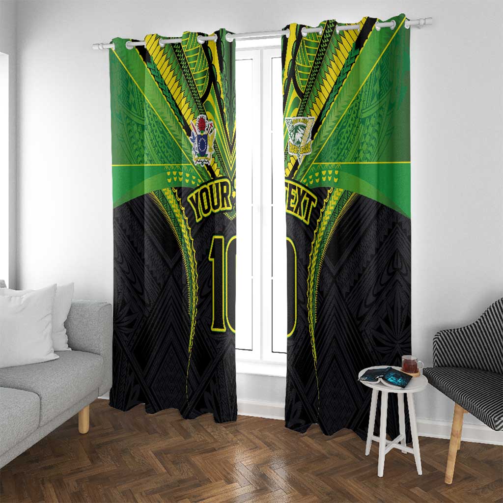 Custom Cook Islands Rugby Window Curtain Tatau Art Sport Style Black Color LT03 With Grommets Black - Polynesian Pride