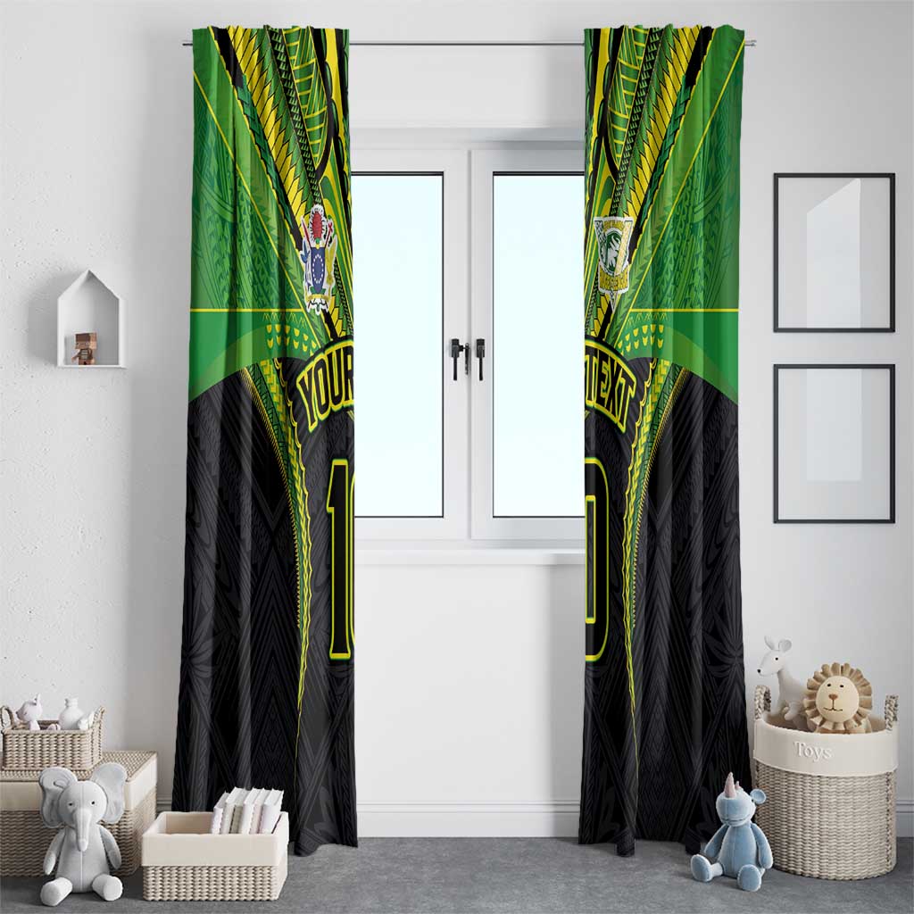 Custom Cook Islands Rugby Window Curtain Tatau Art Sport Style Black Color LT03 - Polynesian Pride