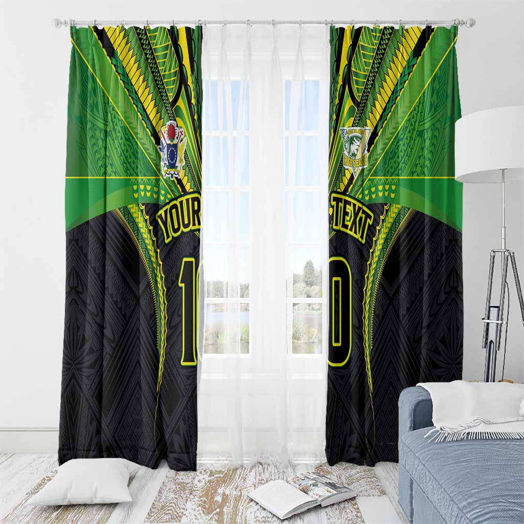 Custom Cook Islands Rugby Window Curtain Tatau Art Sport Style Black Color LT03 - Polynesian Pride