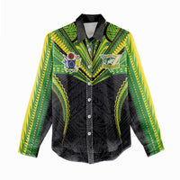 Custom Cook Islands Rugby Women Casual Shirt Tatau Art Sport Style Black Color