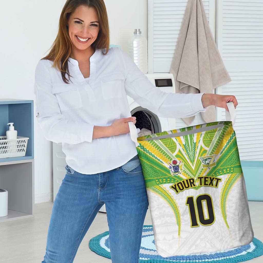 Custom Cook Islands Rugby Laundry Basket Tatau Art Sport Style White Color LT03 - Polynesian Pride