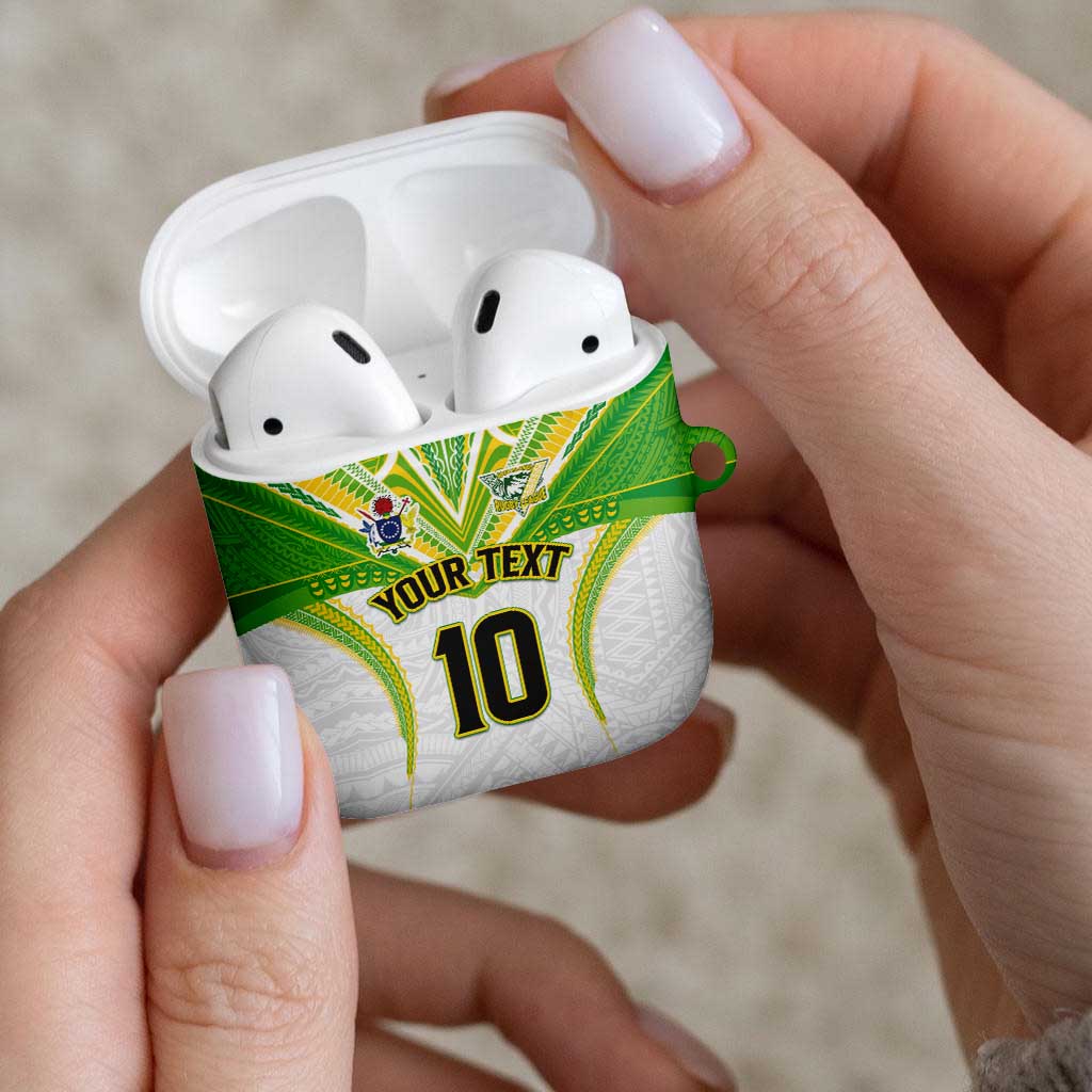 Custom Cook Islands Rugby AirPods Case Tatau Art Sport Style White Color LT03 - Polynesian Pride