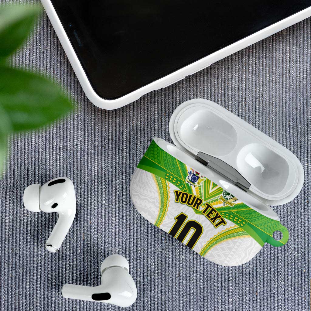 Custom Cook Islands Rugby AirPods Case Tatau Art Sport Style White Color LT03 - Polynesian Pride