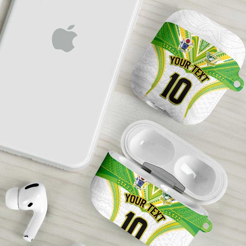 Custom Cook Islands Rugby AirPods Case Tatau Art Sport Style White Color LT03 - Polynesian Pride