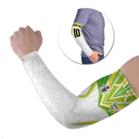 Custom Cook Islands Rugby Arm Sleeves Tatau Art Sport Style White Color LT03 Set of 2 White - Polynesian Pride