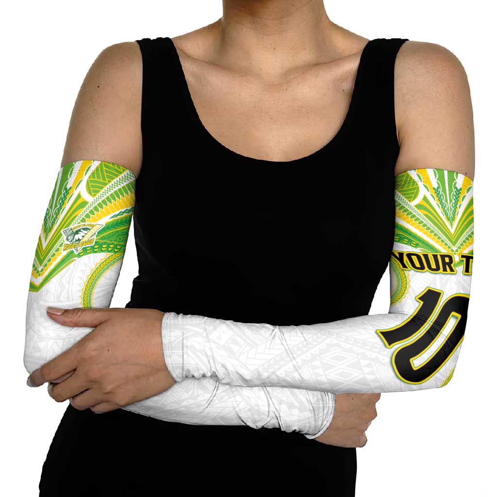 Custom Cook Islands Rugby Arm Sleeves Tatau Art Sport Style White Color LT03 - Polynesian Pride