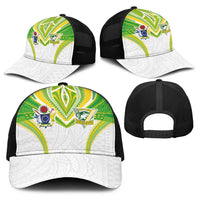 Cook Islands Rugby Baseball Net Cap Tatau Art Sport Style White Color LT03 - Polynesian Pride
