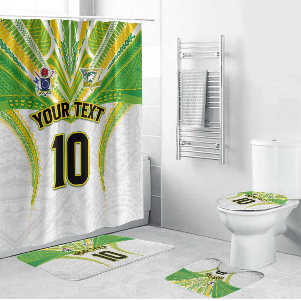 Custom Cook Islands Rugby Bathroom Set Tatau Art Sport Style White Color LT03 Bathroom Set (4 pcs) White - Polynesian Pride
