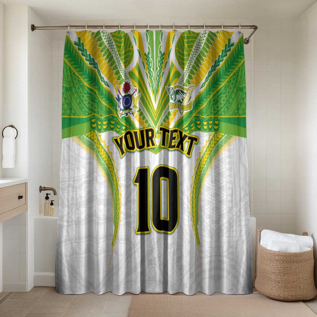Custom Cook Islands Rugby Bathroom Set Tatau Art Sport Style White Color LT03 Shower Curtain Only White - Polynesian Pride