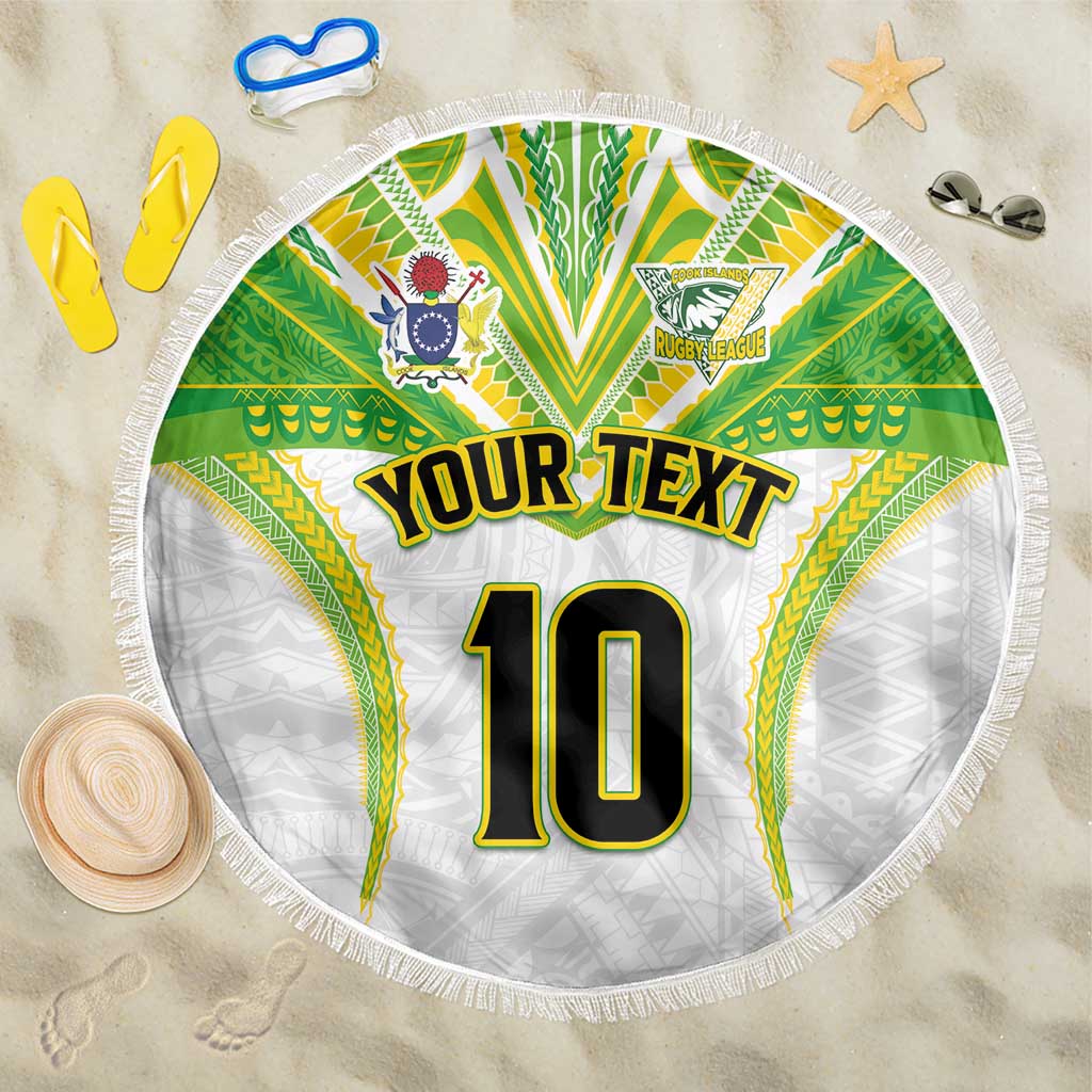 Custom Cook Islands Rugby Beach Blanket Tatau Art Sport Style White Color LT03 One Size 150cm White - Polynesian Pride