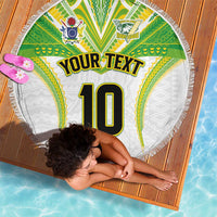 Custom Cook Islands Rugby Beach Blanket Tatau Art Sport Style White Color LT03 - Polynesian Pride