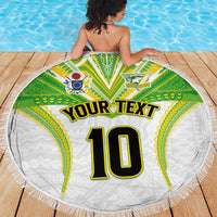 Custom Cook Islands Rugby Beach Blanket Tatau Art Sport Style White Color LT03 - Polynesian Pride