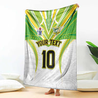 Custom Cook Islands Rugby Blanket Tatau Art Sport Style White Color