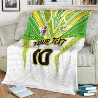 Custom Cook Islands Rugby Blanket Tatau Art Sport Style White Color