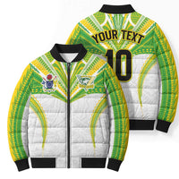 Custom Cook Islands Rugby Bomber Puffer Jacket Tatau Art Sport Style White Color LT03 - Polynesian Pride