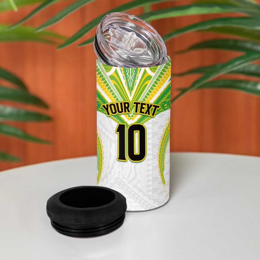 Custom Cook Islands Rugby 4 in 1 Can Cooler Tumbler Tatau Art Sport Style White Color