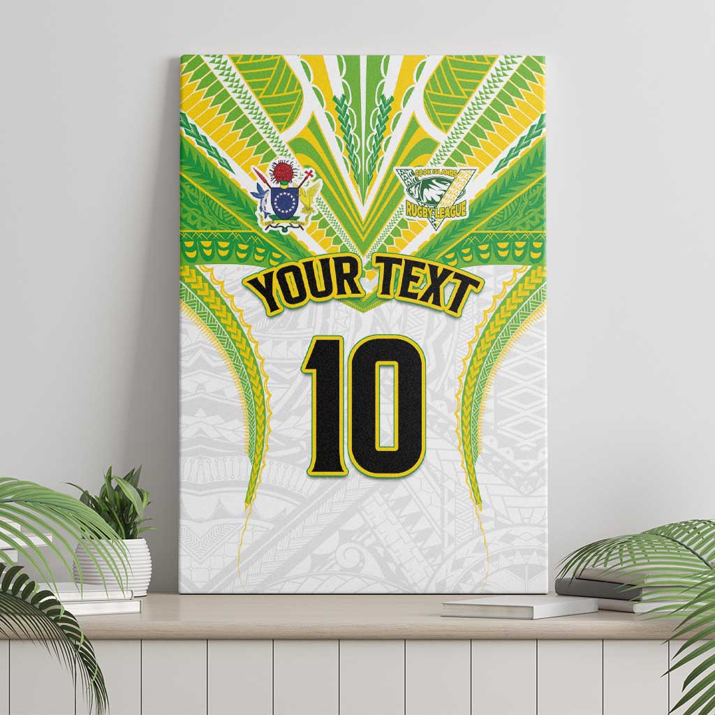 Custom Cook Islands Rugby Canvas Wall Art Tatau Art Sport Style White Color LT03 - Polynesian Pride
