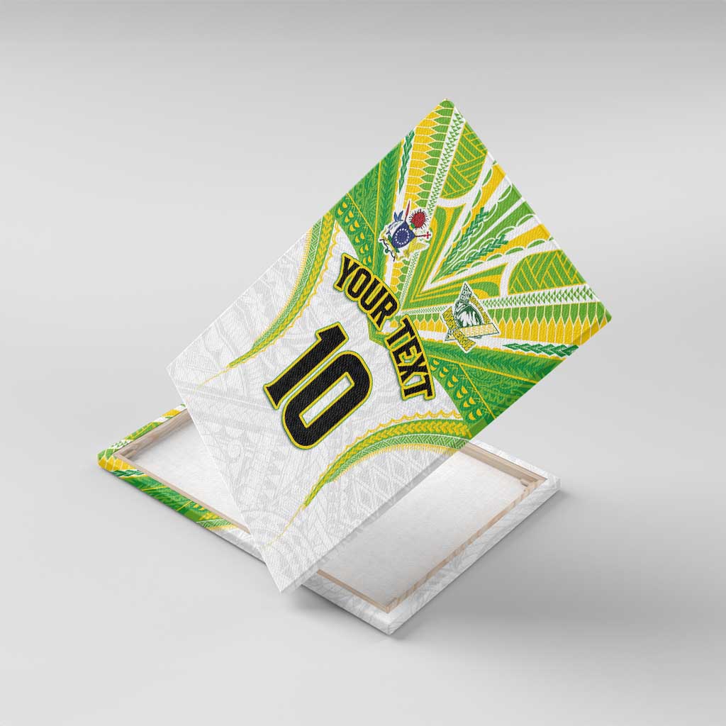 Custom Cook Islands Rugby Canvas Wall Art Tatau Art Sport Style White Color LT03 With Frame White - Polynesian Pride