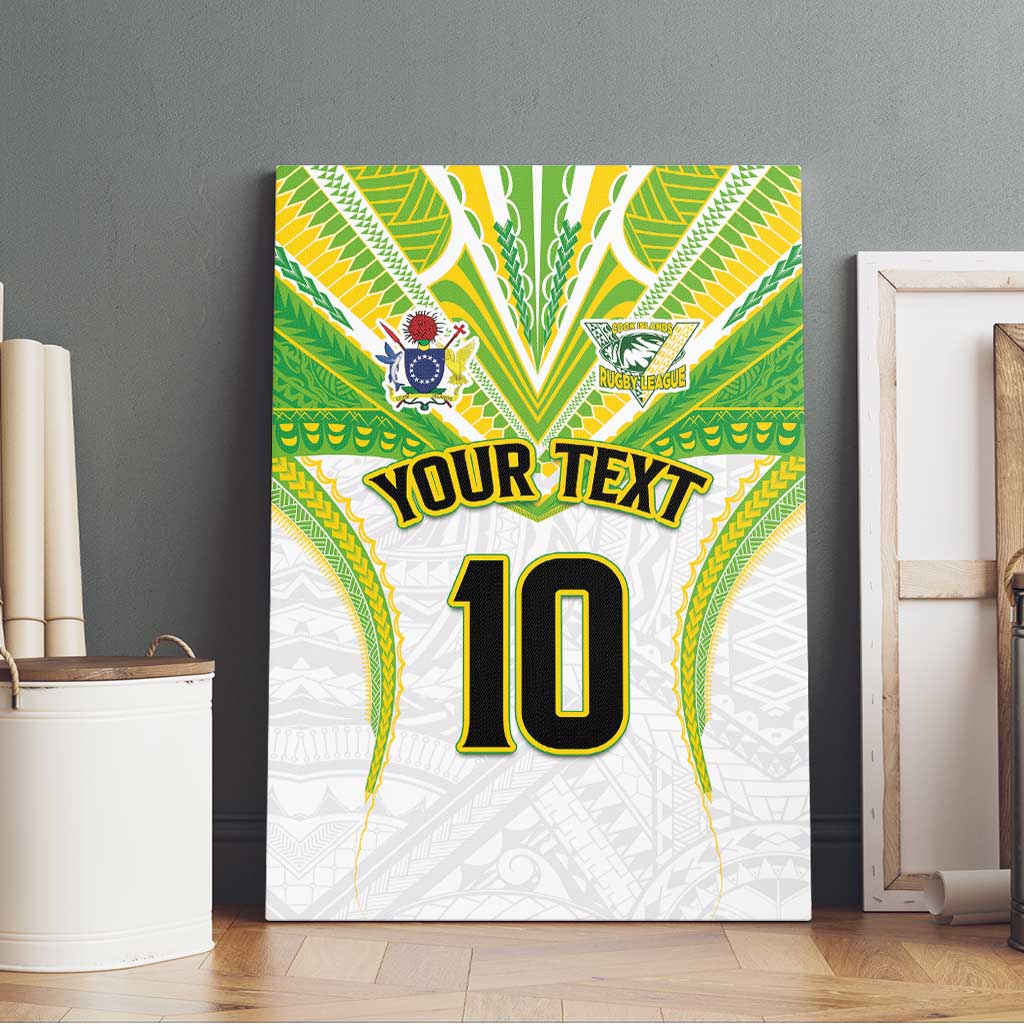 Custom Cook Islands Rugby Canvas Wall Art Tatau Art Sport Style White Color LT03 - Polynesian Pride