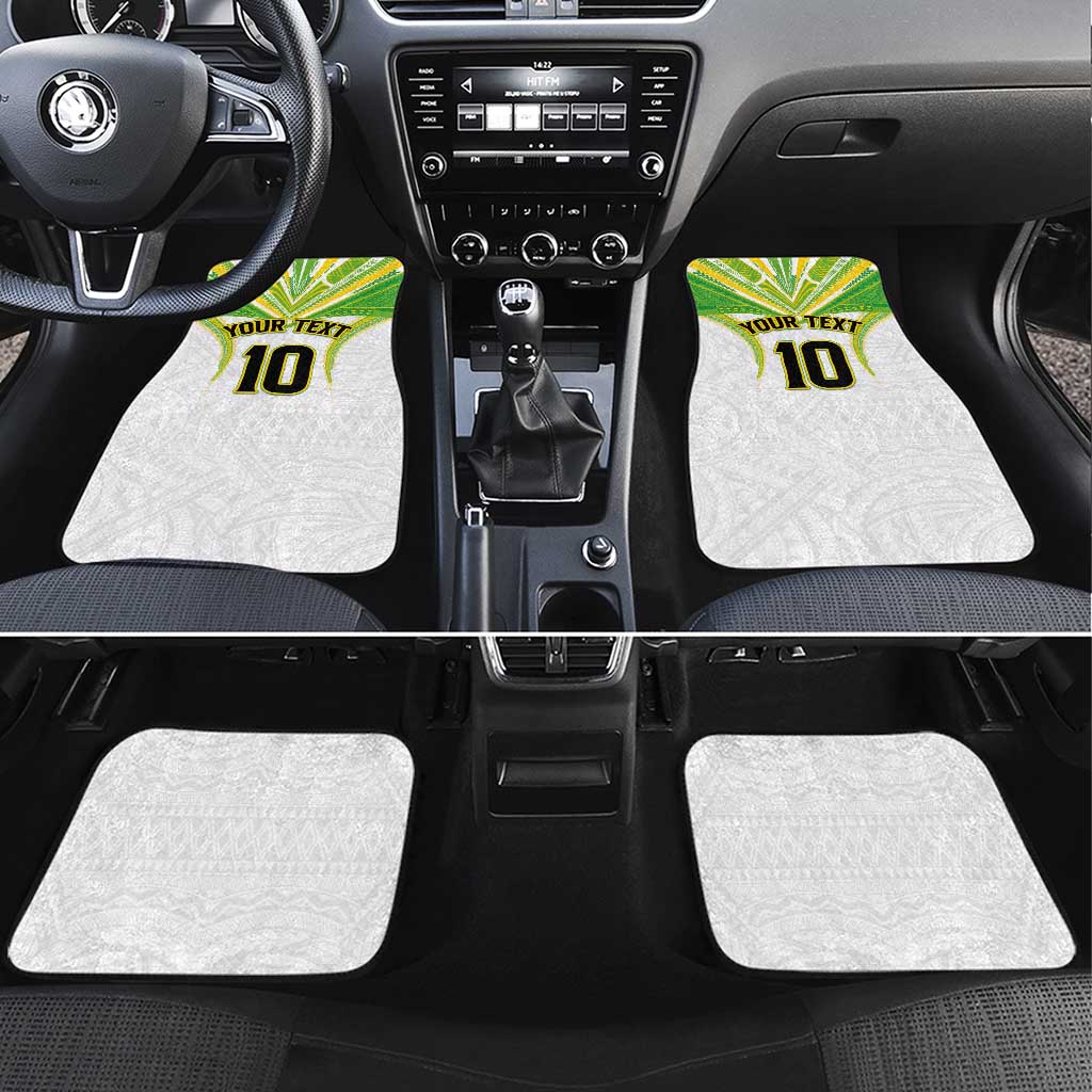 Custom Cook Islands Rugby Car Mats Tatau Art Sport Style White Color LT03 Set 4pcs White - Polynesian Pride