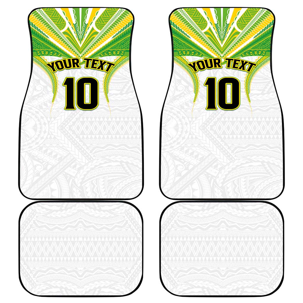 Custom Cook Islands Rugby Car Mats Tatau Art Sport Style White Color