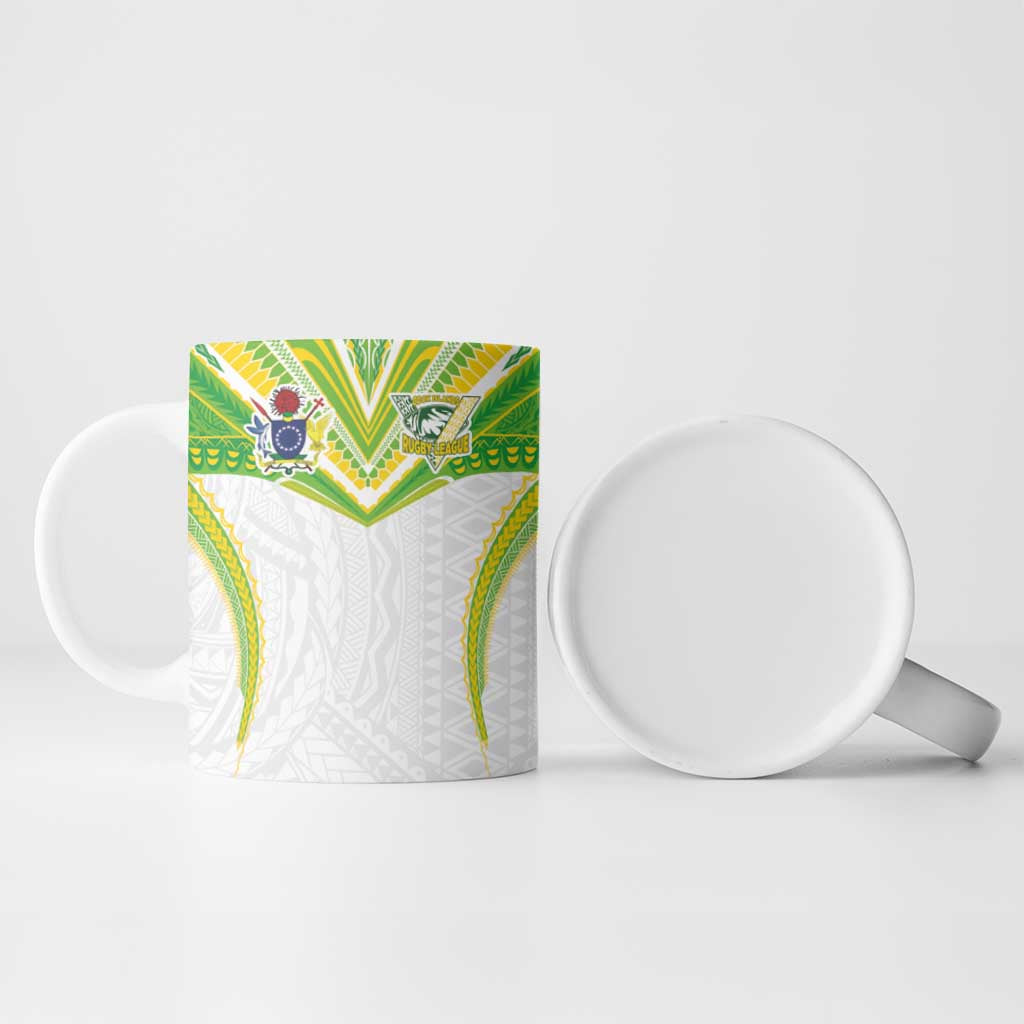 Custom Cook Islands Rugby Ceramic Mug Tatau Art Sport Style White Color LT03 - Polynesian Pride