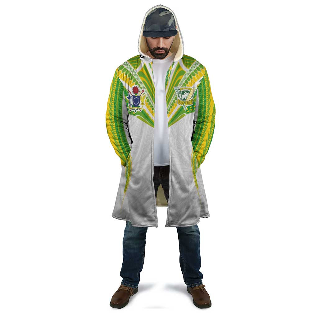Custom Cook Islands Rugby Cloak Tatau Art Sport Style White Color LT03 - Polynesian Pride