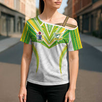 Custom Cook Islands Rugby Cross Shoulder Shirt Tatau Art Sport Style White Color LT03 - Polynesian Pride