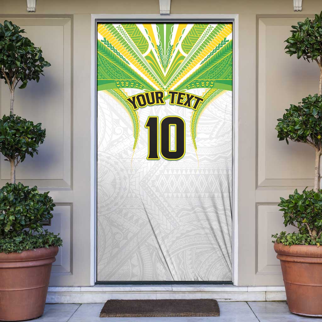 Custom Cook Islands Rugby Door Cover Tatau Art Sport Style White Color LT03 White - Polynesian Pride
