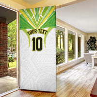 Custom Cook Islands Rugby Door Cover Tatau Art Sport Style White Color LT03 - Polynesian Pride