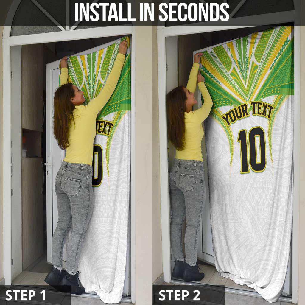 Custom Cook Islands Rugby Door Cover Tatau Art Sport Style White Color LT03 - Polynesian Pride