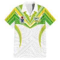 Custom Cook Islands Rugby Family Matching Long Sleeve Bodycon Dress and Hawaiian Shirt Tatau Art Sport Style White Color