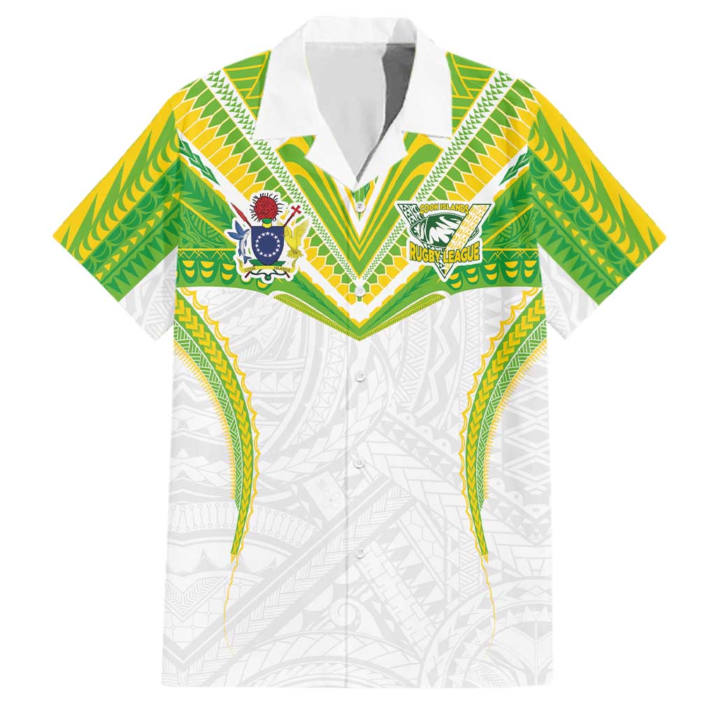 Custom Cook Islands Rugby Family Matching Off The Shoulder Long Sleeve Dress and Hawaiian Shirt Tatau Art Sport Style White Color