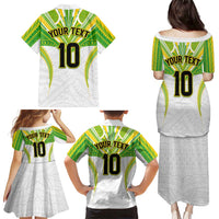Custom Cook Islands Rugby Family Matching Puletasi and Hawaiian Shirt Tatau Art Sport Style White Color