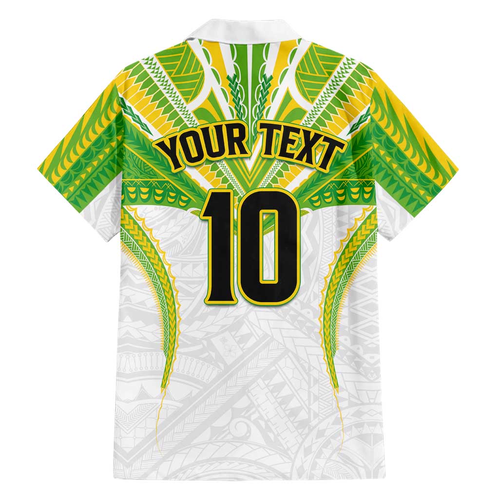 Custom Cook Islands Rugby Family Matching Puletasi and Hawaiian Shirt Tatau Art Sport Style White Color