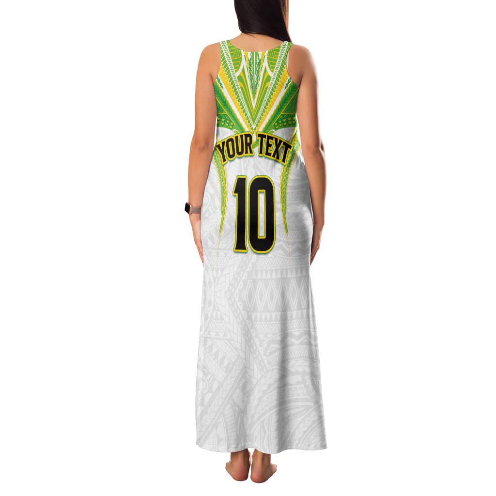 Custom Cook Islands Rugby Family Matching Tank Maxi Dress and Hawaiian Shirt Tatau Art Sport Style White Color