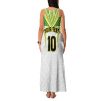 Custom Cook Islands Rugby Family Matching Tank Maxi Dress and Hawaiian Shirt Tatau Art Sport Style White Color