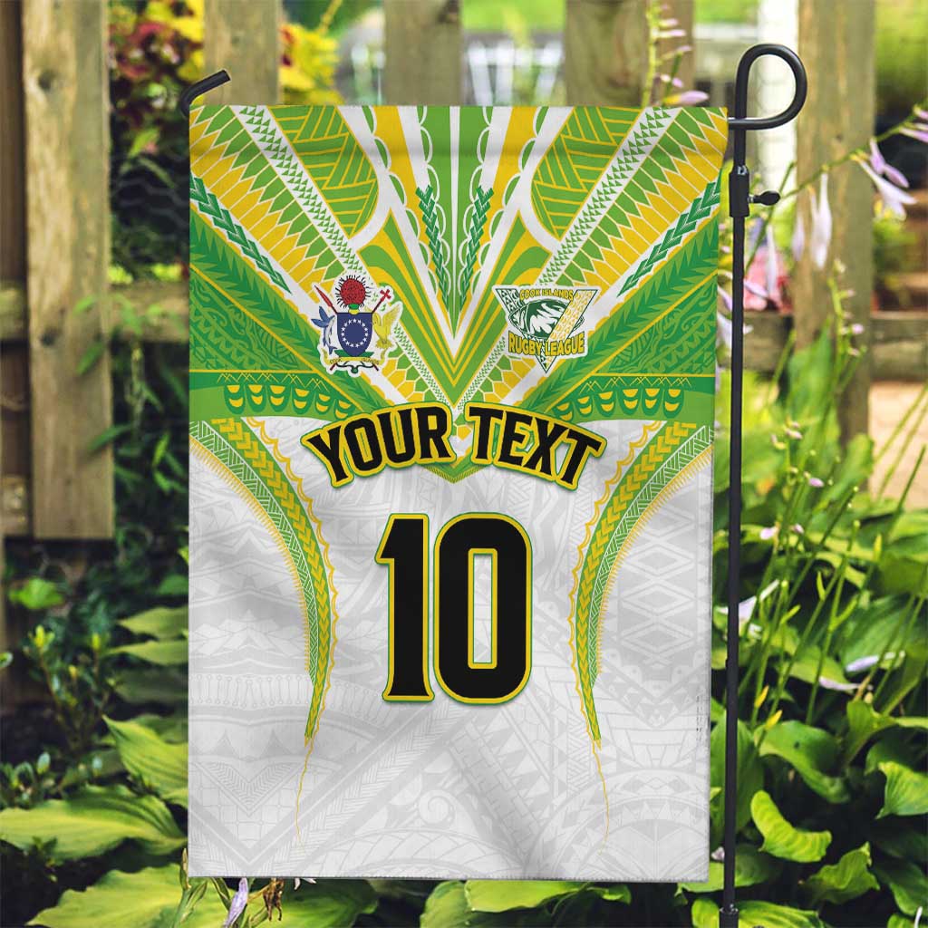 Custom Cook Islands Rugby Garden Flag Tatau Art Sport Style White Color LT03 Garden Flag White - Polynesian Pride